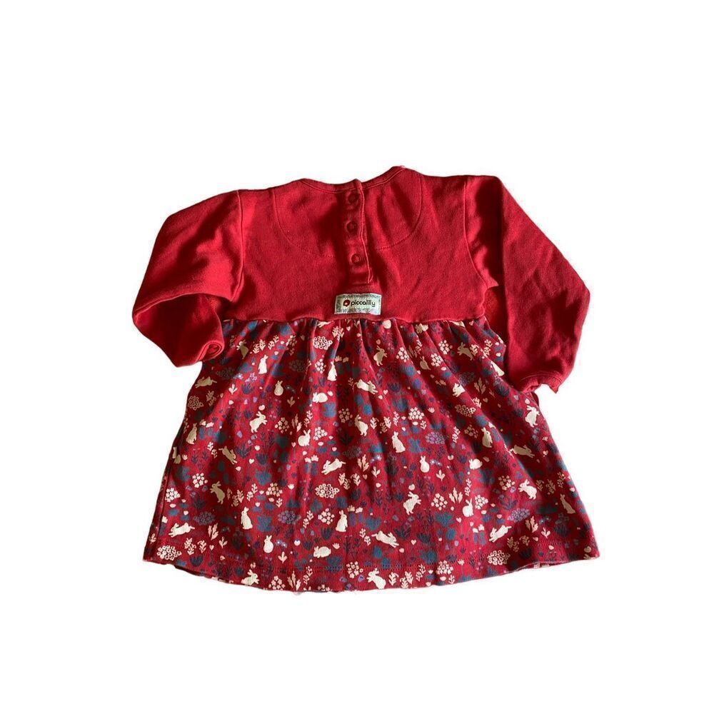 Piccalilly infant girls, longsleeved bunny organic cotton dress size 3/6 months - Picture 3 of 8